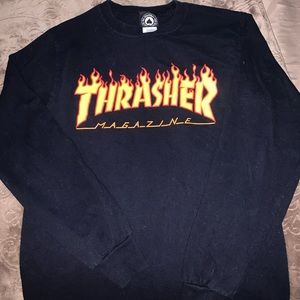 Women’s Black Thrasher Flames Long Sleeve Tee